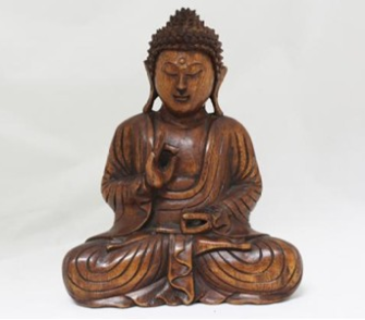 Buddha sitzend Holz 25cm BALI Samanea Saman Regenbaum