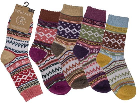 Stricksocken Damen Colorful Gr. 38-42 5-farbig ass 60% PES, 20% PAN, 20% WO 20 Paar im Polybeutel