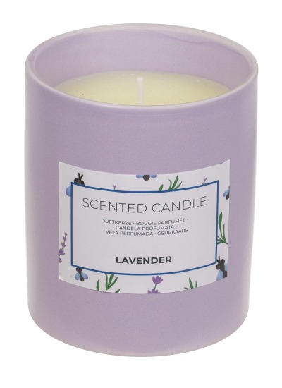 Duftkerze im Glas Lavender im violetten Keramiktopf und Geschenkbox 8.5x10cm 12Stck im Display