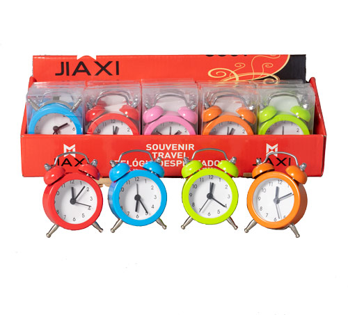 Wecker rund 5x7cm mit Batterie uni 5ass in Display