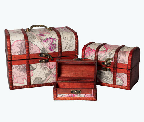 Truhen 3er Set Karte 20x15x15cm 15x10x11cm 11x6.5x6.5cm