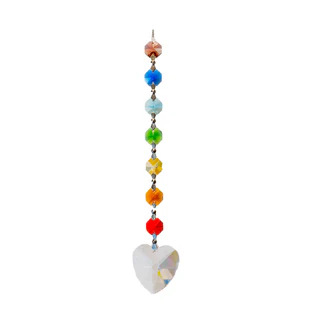 Kristall Chakrakette 18cm m. Herzdiamant Bleifrei