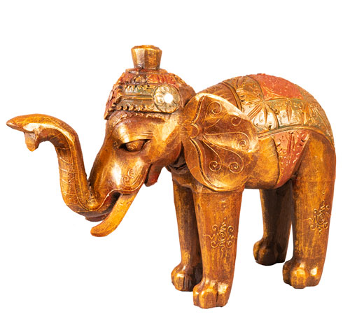 Elefant Gold 40cm Holz, BALI