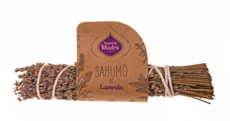 R&#196;UCHERB&#220;NDEL gross Sagrada Madre LAVENDEL ca.15-18cm mit Zedern-Eukalyptus-Lorbeerkern 2h