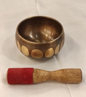 Klangschale 11cm halbdunkel Schlegel Kissen Kupfer antiqlook-Legierung Handgefertigt aus INDIEN