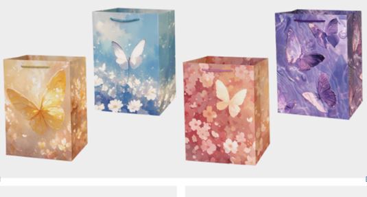 Geschenktasche Schmetterling 4ass 32x26x12cm