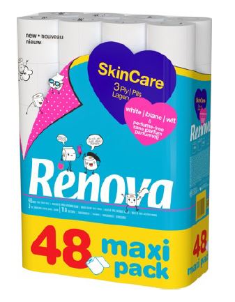 WC Papier RENOVA Maxi Pack 48 Rollen dreilagig weiss
