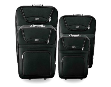 Kofferset weich 4tlg.  Schwarz 20,24,28,32 Inch (Höhe 57, 67, 77, 87cm)
