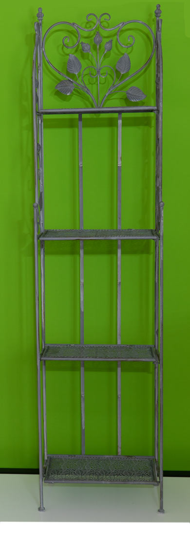 Metall grau shabby chic Regal klappbar, 4 Tablare schmal 40x28xh166cm