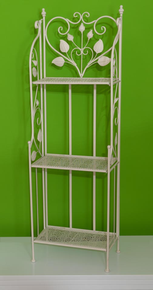 Metall weiss shabby chic Regal klappbar, 3 Tablare schmal 40x28xh126cm