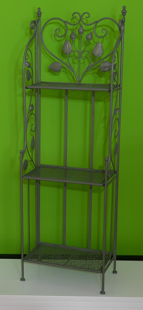 Metall grün shabby chic Regal klappbar, 3 Tablare schmal 40x28xh126cm