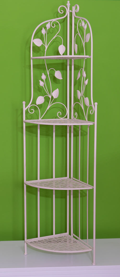 Metall weiss Shabby chic Eckregal klappbar 4 Tablare 33x33x166cm