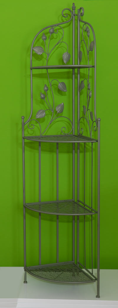 Metall grün Shabby chic Eckregal klappbar 4 Tablare 33x33x166cm