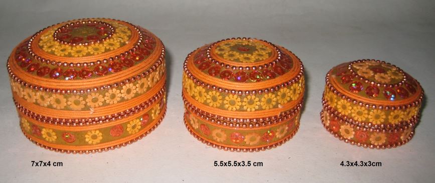 Dose 3erSet rund Paillettendekor ass cm INDIEN
