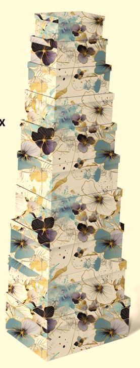 Geschenkboxen 10erSet 19x13x7.5- 37.5x29x16cm Fantasieblumen blaut&#246;ne