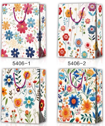 Geschenktasche 23x18cm Fantasieblumen 4ass