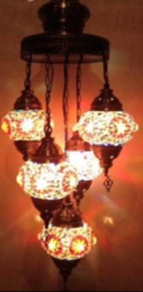 Lampe Mosaik Deckenlampe h&#228;ngend 5 Mosaiklampen h&#246;he ca. 50cm T&#252;rkei ass