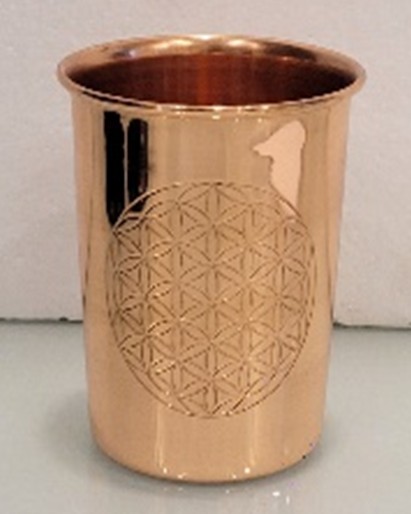 Becher Kupfer h9cm d7.2cm Blume des Lebensdekor INDIEN