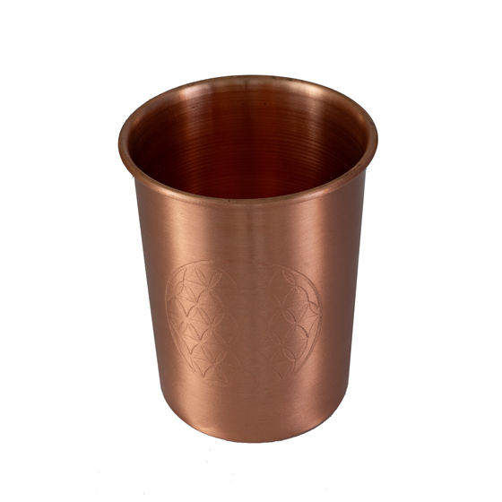 Becher Kupfer h9cm d7.2cm Blume des Lebensdekor INDIEN