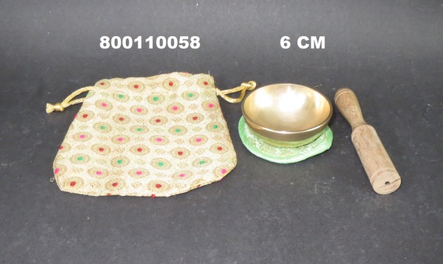 Klangschale f&#252;r Reisen Diam. 6cm mit Kissen und Schlegel und Stoffbeutel INDIEN