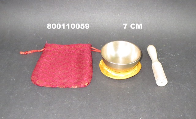 Klangschale f&#252;r Reisen Diam. 7cm mit Kissen und Schlegel und Stoffbeutel INDIEN