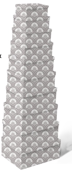 Geschenkboxen 10er Set 19x13x7.5cm bis 37.5x29x16cm Silbermuster