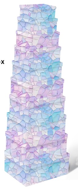 Geschenkboxen 10erSet 19x13x7.5- 37.5x29x16cm Mosaik Pastellfarben