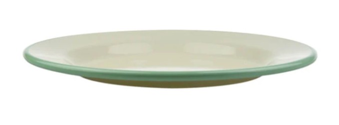 Emaille creme/mint Teller flach D24cm H2.5cm