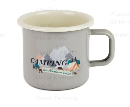 Emaille grau Camping Becher Diam 8cm Höhe 7.5cm 250ml