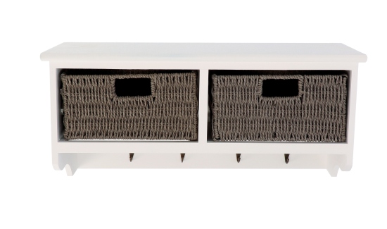 Regal mit 2 Schubladen und 4 Haken 65x26x30cm