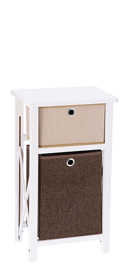 Möbel weiss mit 2 Textil Schubladen 34x25x60cm Holz