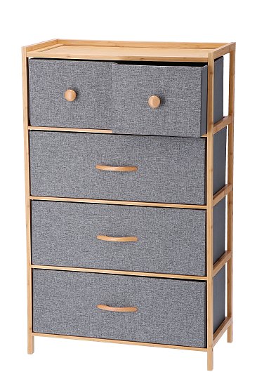 Möbel naturfarben mit 4 Textil Schubladen 4ass 58x30x94cm Bambus