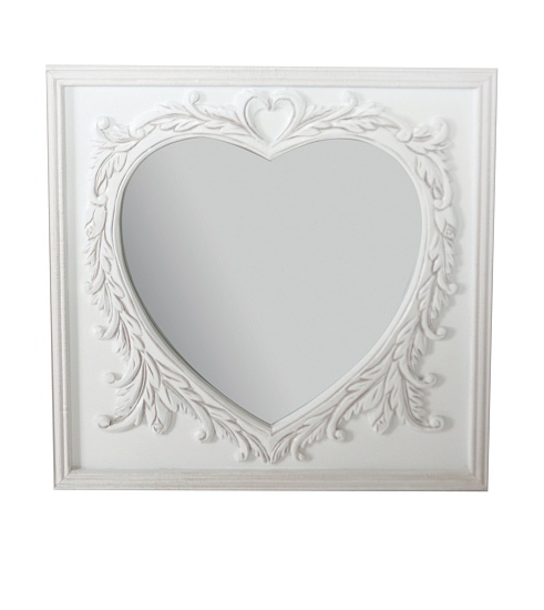 Spiegel weiss herzf&#246;rmig 60x60cm MDF