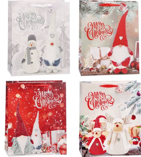 Geschenktasche Wichtel 4ass 41x21x50cm