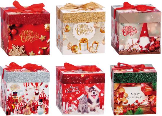 Geschenkbox 6ass 17x17x17cm klappbar