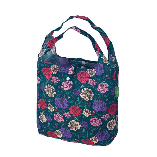 Einkaufstasche ECO CHIC faltbar Grosse Blumen Gr&#252;n 56x38x10cm Kunststoff 100% recycelt