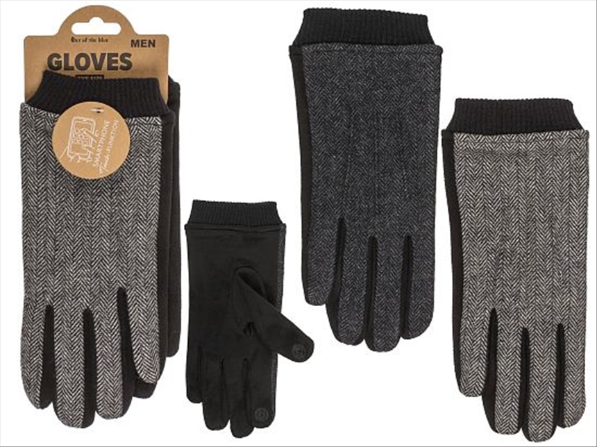 Handschuhe Herren mit Streifen und Touchfunktion 2ass 70g 85% Polyester 15% Baumwolle