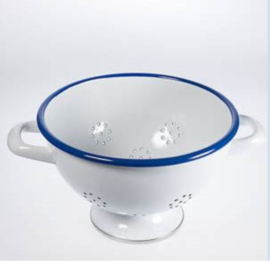Emaille weiss mit blauem Rand Sieb D 22cm