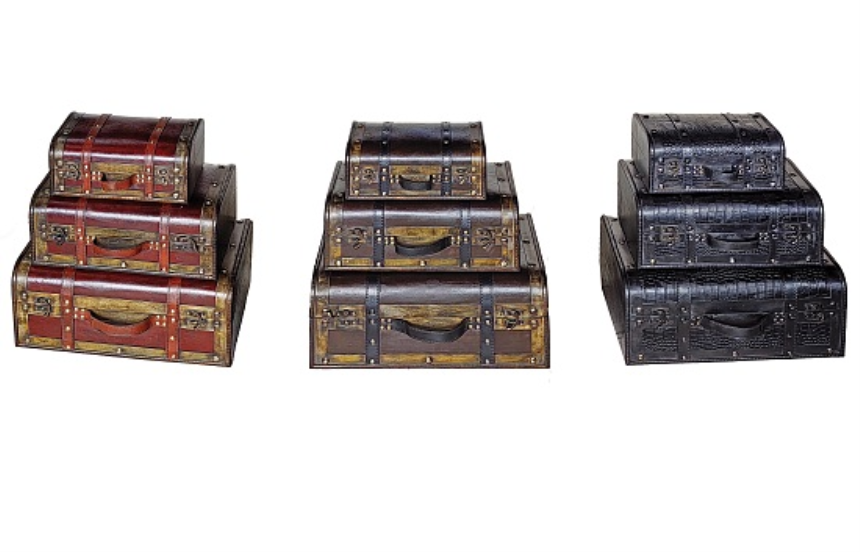 Truhe 3er Set 45xx30.5x17.5cm 40x23x15cm 28x16.5x10cm 3ass MDF