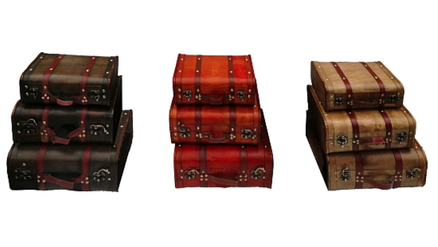 Truhe 3er Set 28x18x10cm 32x23x13cm 36x30x16cm 3ass MDF