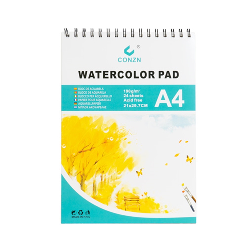 Zeichenblock A4 f&amp;#252;r Wasserfarben 24 Seiten 29.7*21cm 180g/m2