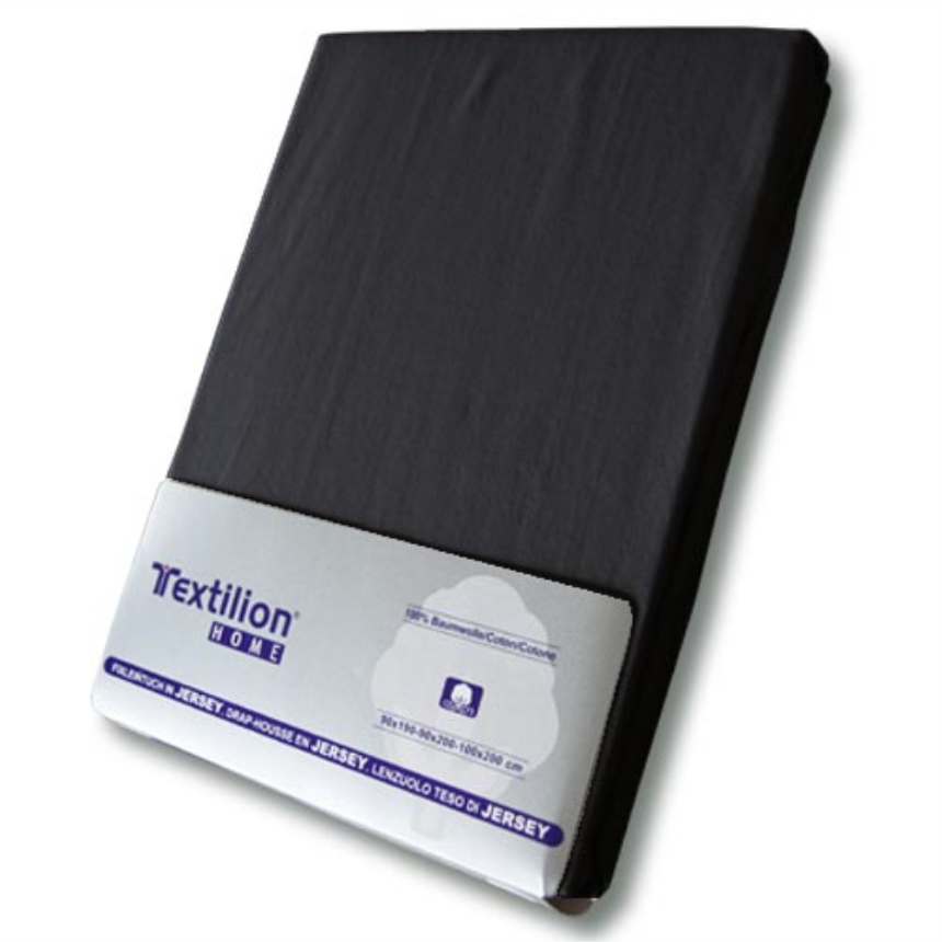 Textilion Fixleintuch-Jersey 150 gsm 90x200 cm Schwarz