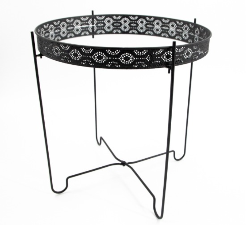 Tisch Metall schwarz mit Ornamenten, klappbar, Spiegelplatte 40x42,5cm (Aktion, Preis alt: 24.90CHF)