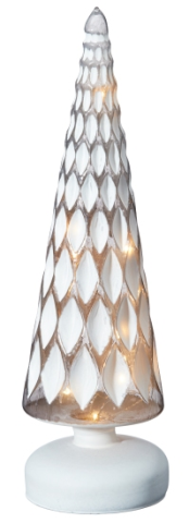 LED Baum Glas/ Polyester reinweiss 30x9x9cm 3xAAA Batterien (nicht enthalten)
