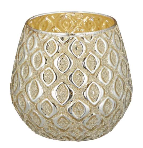 Windlicht Raute gold Glas 11x11x10cm