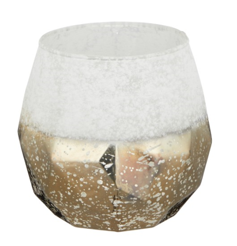 Windlicht Glas bauchig weiss kupfer 10x10x10cm (Aktion, Preis alt: 5.95CHF)