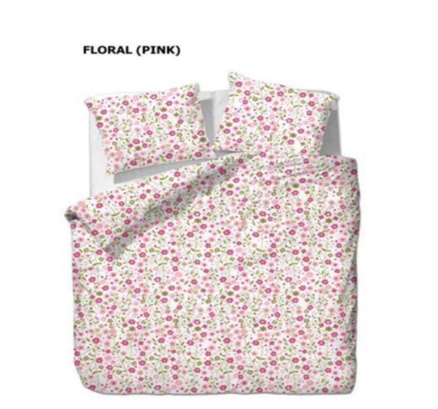 Bettgarnitur Blumen rosa 200x210cm + 65x65cm (2) 60% Cotton 40% Polyester