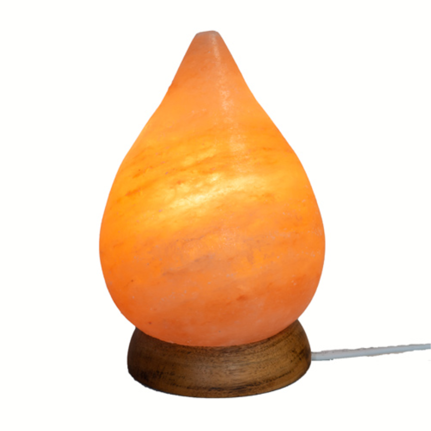 Himalayasalz-Lampe Tropfen 20-23cm 2.8-3.5kg, mit Holzsockel+ELEKTRIK+BIRNE 15W