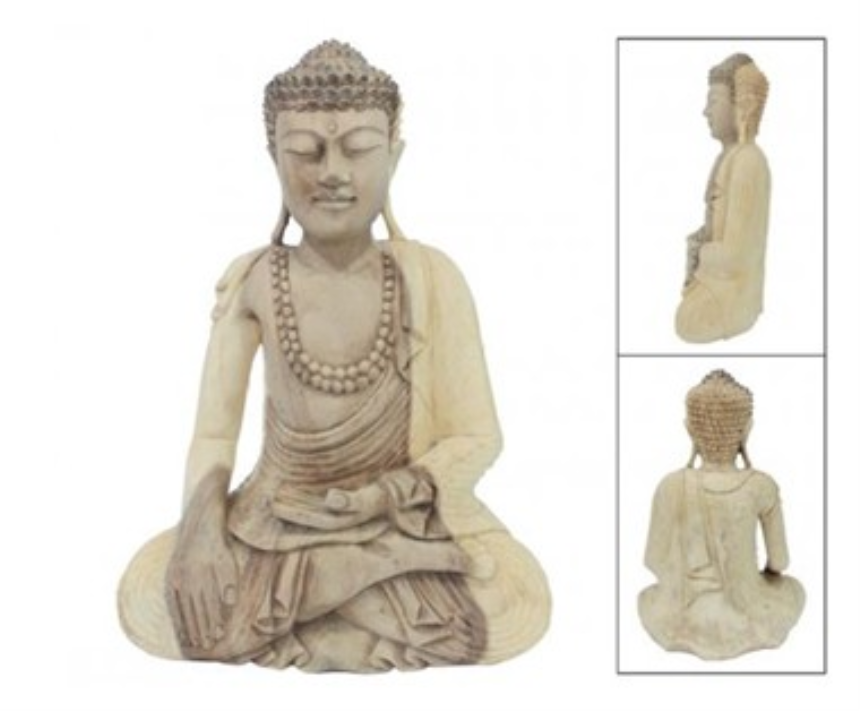 Buddha sitzend Samanea Saman (Regenbaum)-Holz 30x14cm H=40cm BALI
