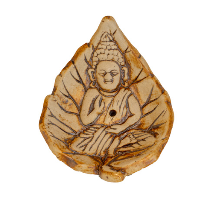 R&amp;#228;ucherst&amp;#228;bchenhalter Blatt Buddhamotiv 10x8x3cm Keramik BALI